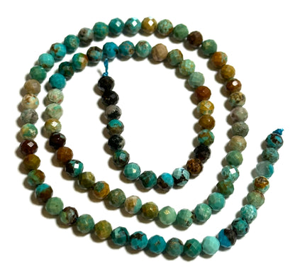 4mm Micro Diamond Faceted Natural Turquoise Beads #SP7933