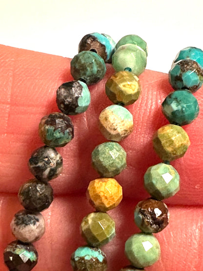 4mm Micro Diamond Faceted Natural Turquoise Beads #SP7933