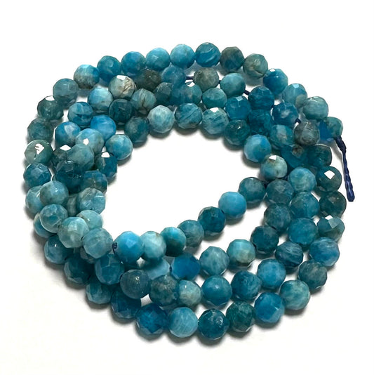 Micro Diamond Cut Apatite Beads, 4mm Calibrated Gemstone Strand – SP2633