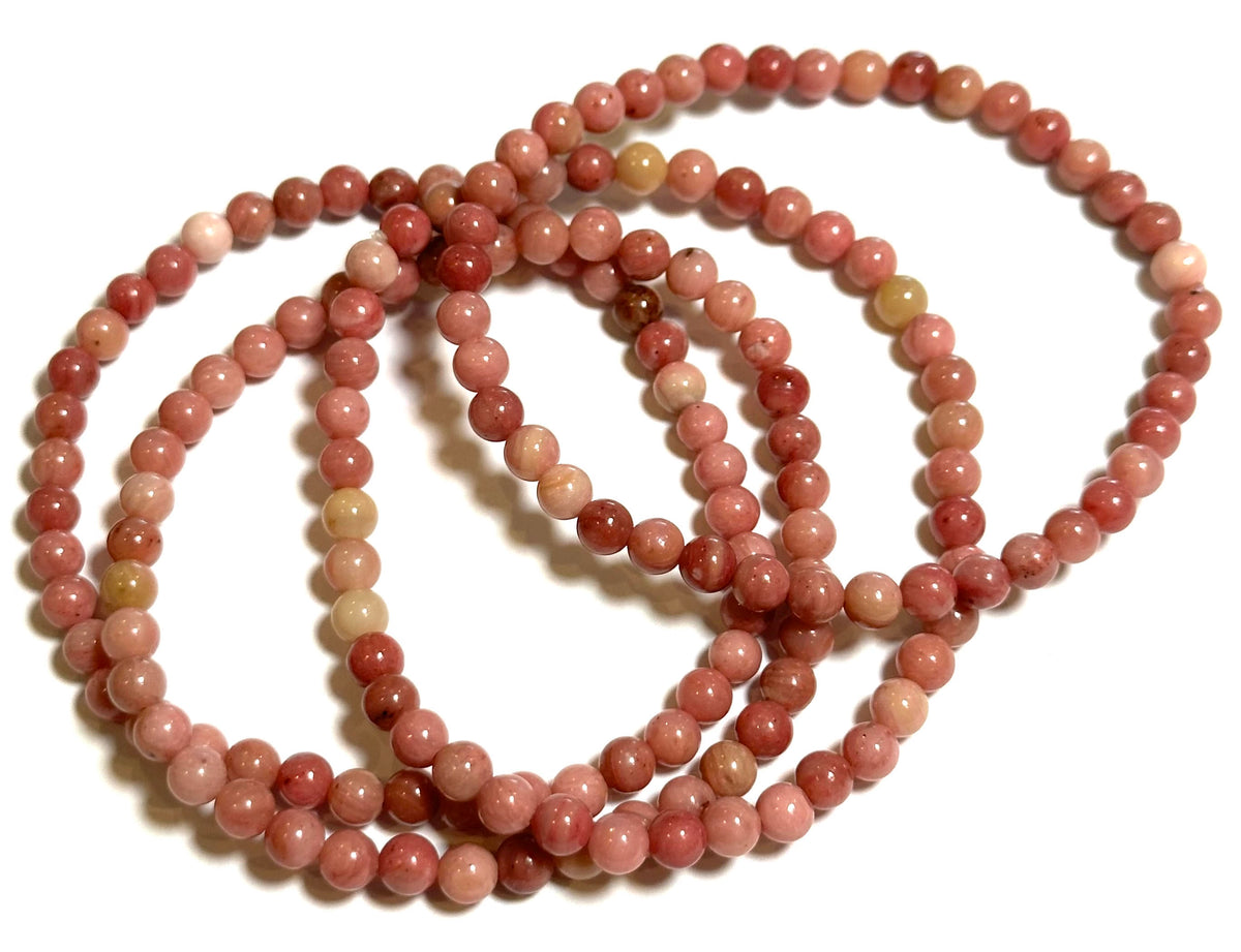 4 mm Natural Rhodonite Round Bead Mala Bracelet #MALA13
