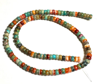 Hubei Turquoise & Spiny Oyster Rondelle Beads 5mm #SP7947