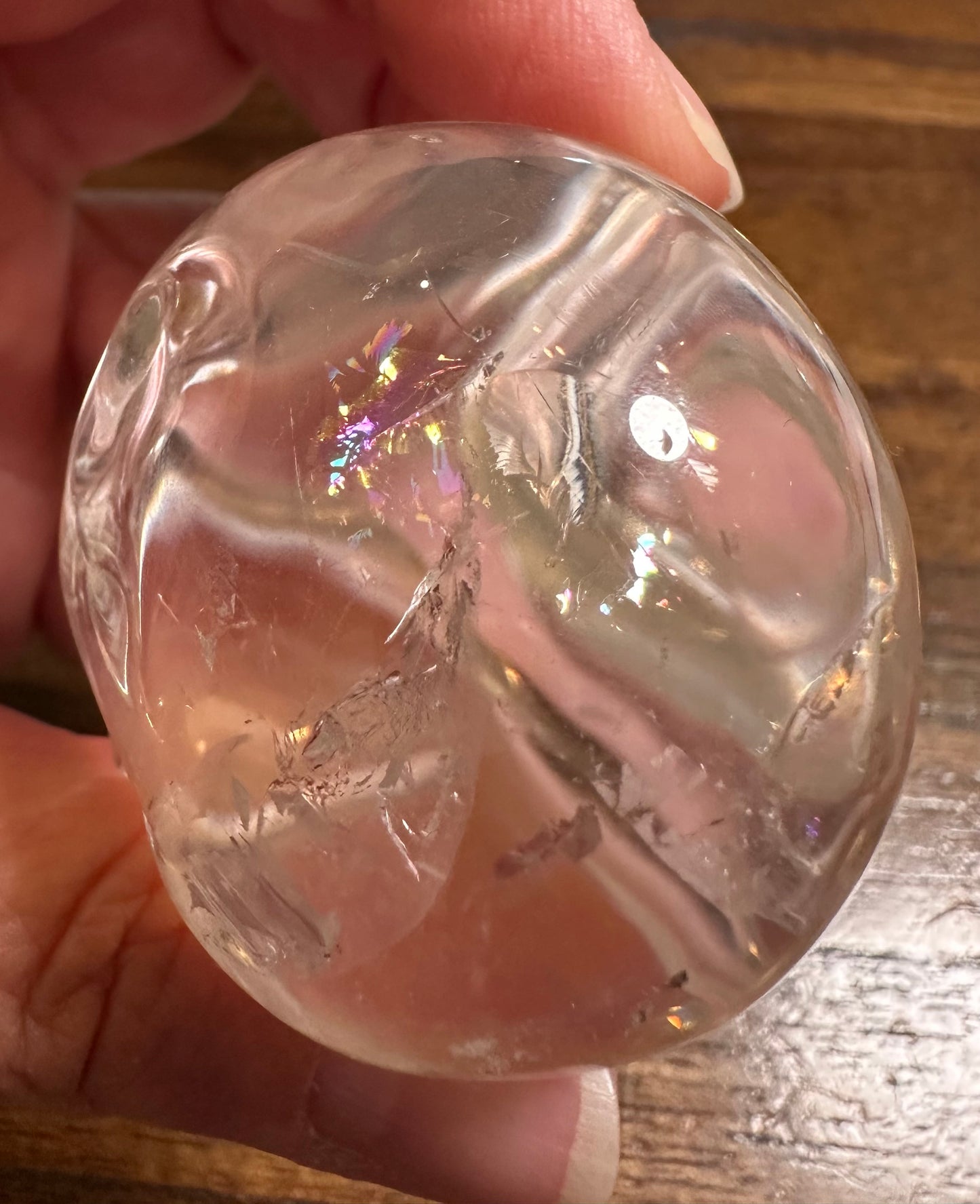 Master-Carved Lemurian Quartz Crystal Skull with Rainbow Flash –NC7893