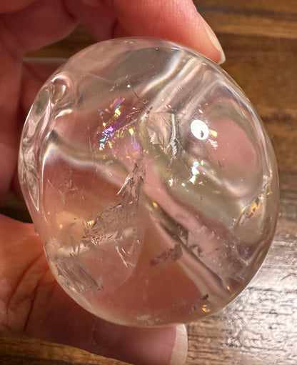 Master-Carved Lemurian Quartz Crystal Skull with Rainbow Flash –NC7893