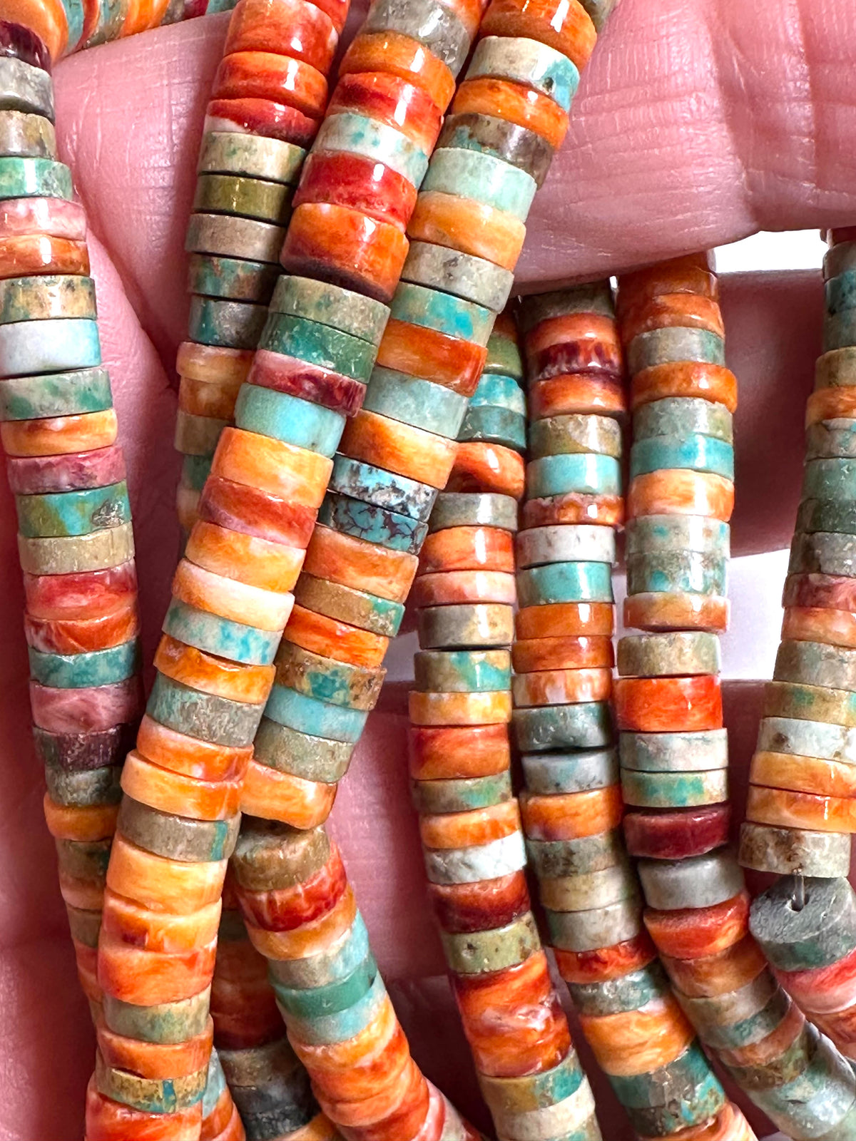 Hubei Turquoise & Spiny Oyster Heishi Beads 6½mm SP7948