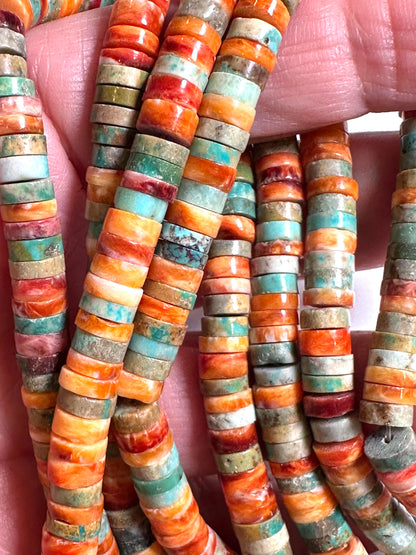 Hubei Turquoise & Spiny Oyster Heishi Beads 6½mm SP7948
