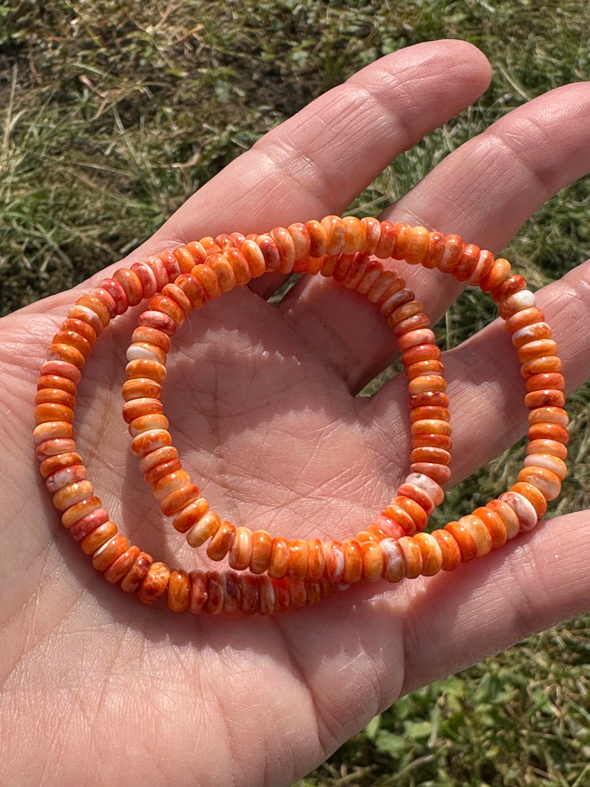 Spiny Oyster Shell Mala Bracelet 6mm Orange Red MALA31