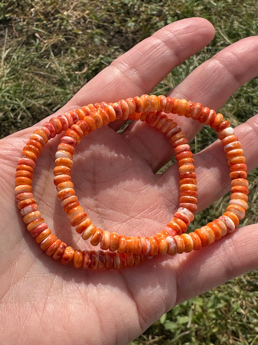 Spiny Oyster Shell Mala Bracelet 6mm Orange Red MALA31
