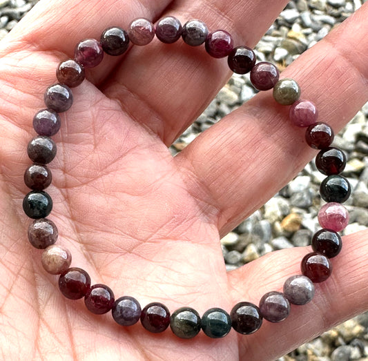 RAINBOW TOURMALINE MALA BEAD BRACELET 6MM #MALA36