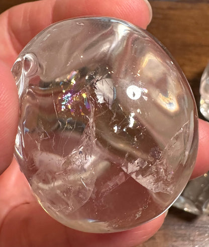 Master Carved Lemurian Quartz Crystal Skull with Brilliant Rainbow Flash – Vanderlei Barreto – Brazil – Item #NC7892