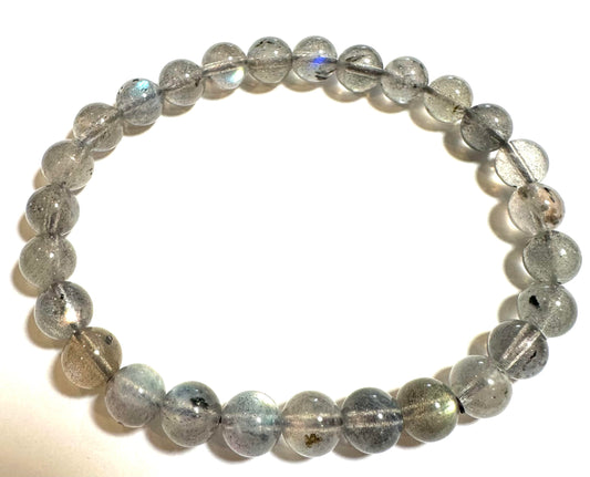AA Grade Labradorite Mala Bracelet – 7mm Round Beads – Blue & Gold Flash – SP7887