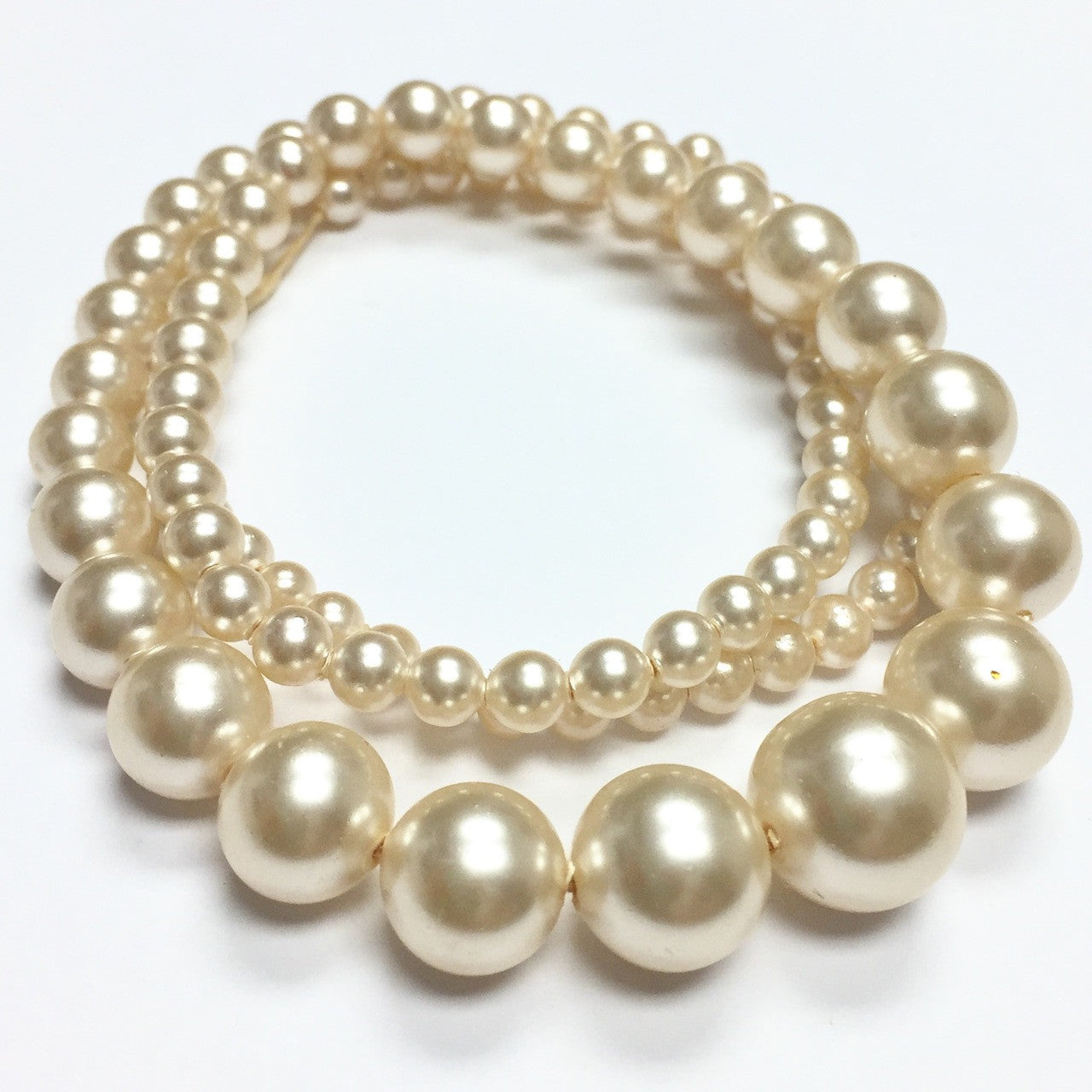 Vintage Faux Glass Graduated Cream Pearls 11 - 3.5mm