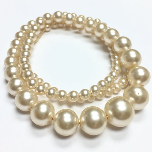Vintage Faux Glass Graduated Cream Pearls 11 - 3.5mm