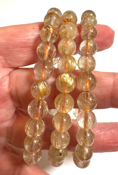 Golden Rutilated Quartz Mala Bracelet – 8mm – Limited Quantity – SP7888