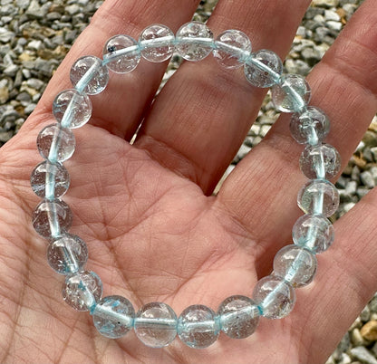 BLUE TOPAZ MALA BEAD BRACELET 8MM #MALA35