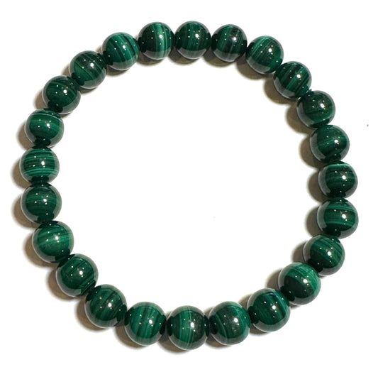 8mm Natural Malachite Mala Bead Bracelet #MALA14