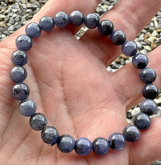 One of a Kind  Natural Tanzanite Mala Bead Bracelet 8mm #MALA38