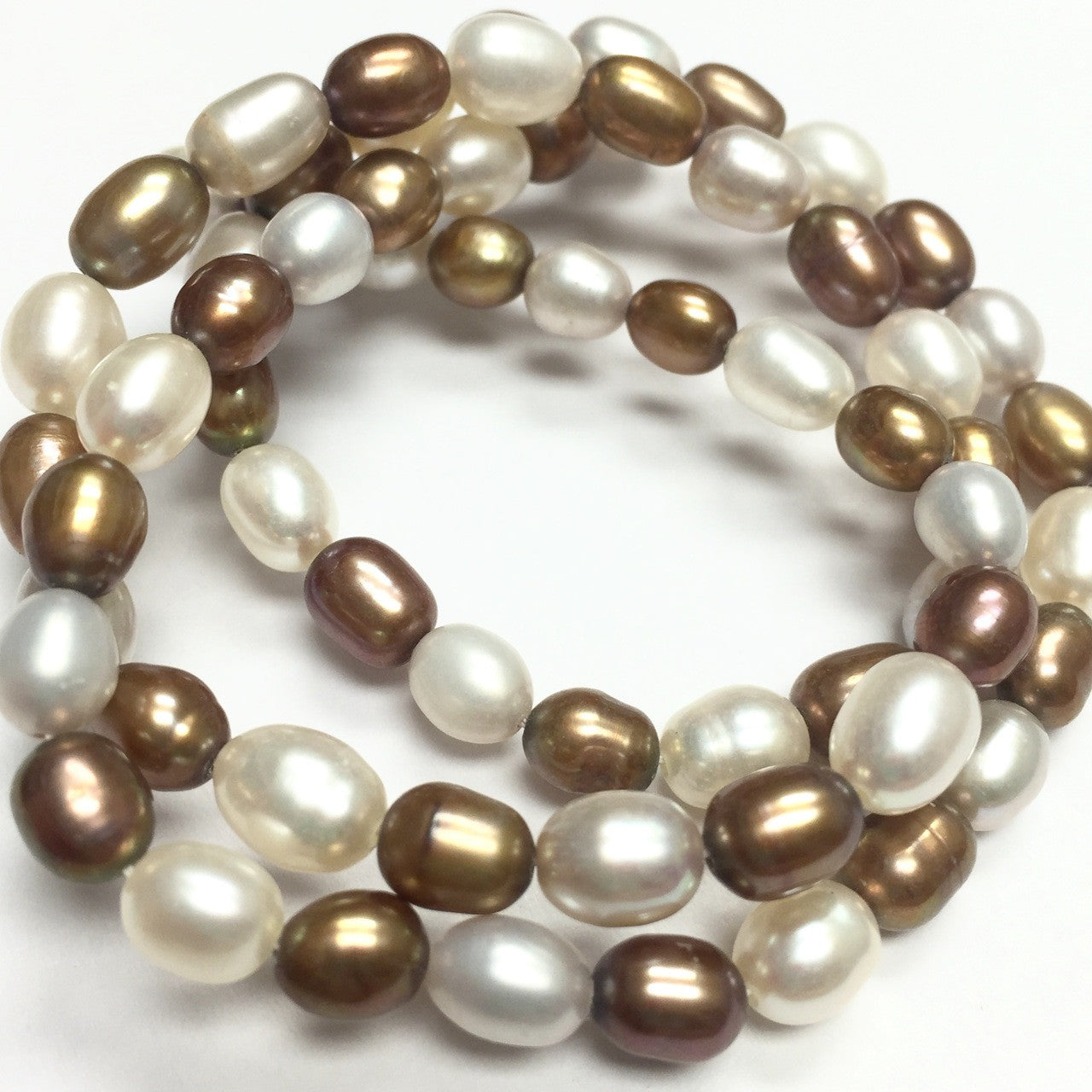 Gold & White Rice Freshwater Pearls