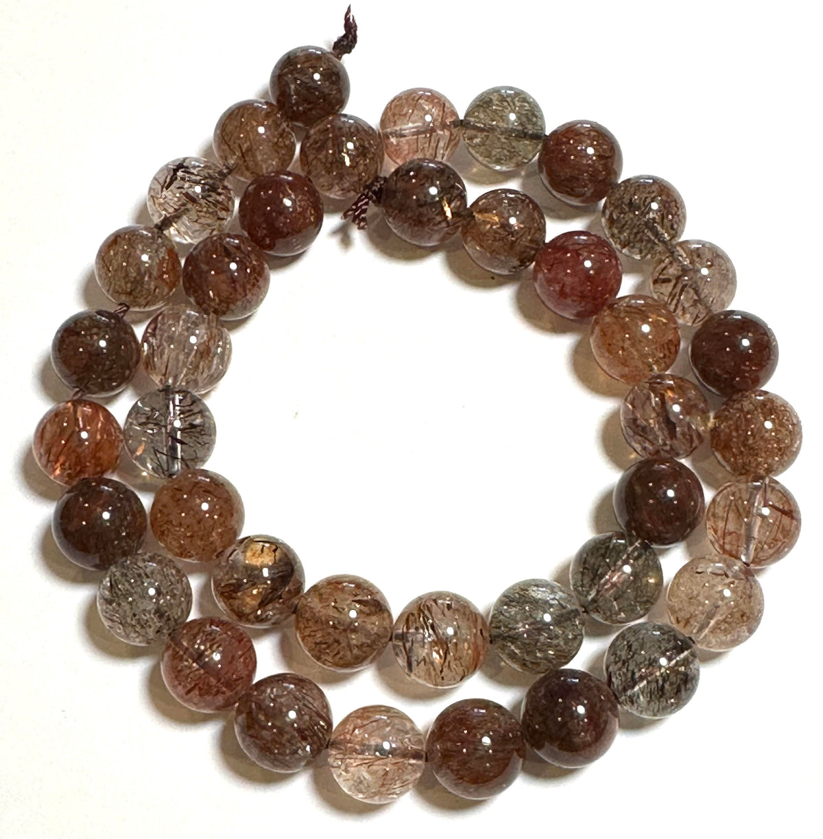 AAA Red Rutilated Quartz Beads from Brazil | 10mm Natural Rutile Quartz Gemstone Strand | SP7936