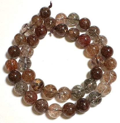 AAA Red Rutilated Quartz Beads from Brazil | 10mm Natural Rutile Quartz Gemstone Strand | SP7936