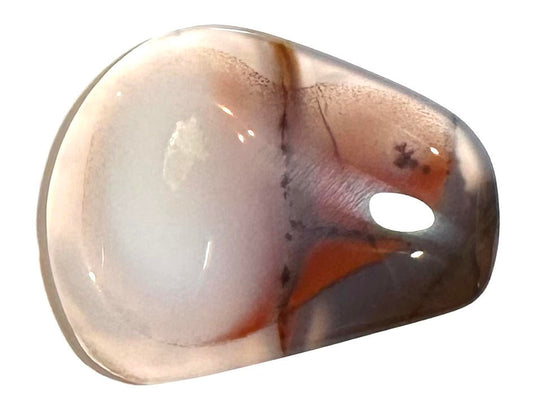 AAA Natural Blue Chalcedony Freeform Cabochon with Red Dendrites – 32 x 39mm – #CAB4
