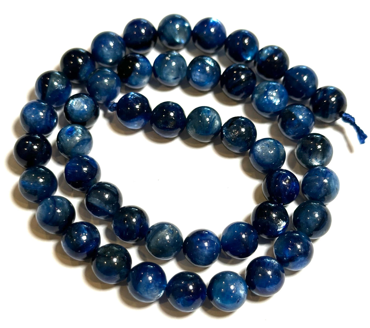AAA Quality Deep Blue Kyanite Beads 8mm – Super Flashy High-End Gemstone Strand – SP 7934