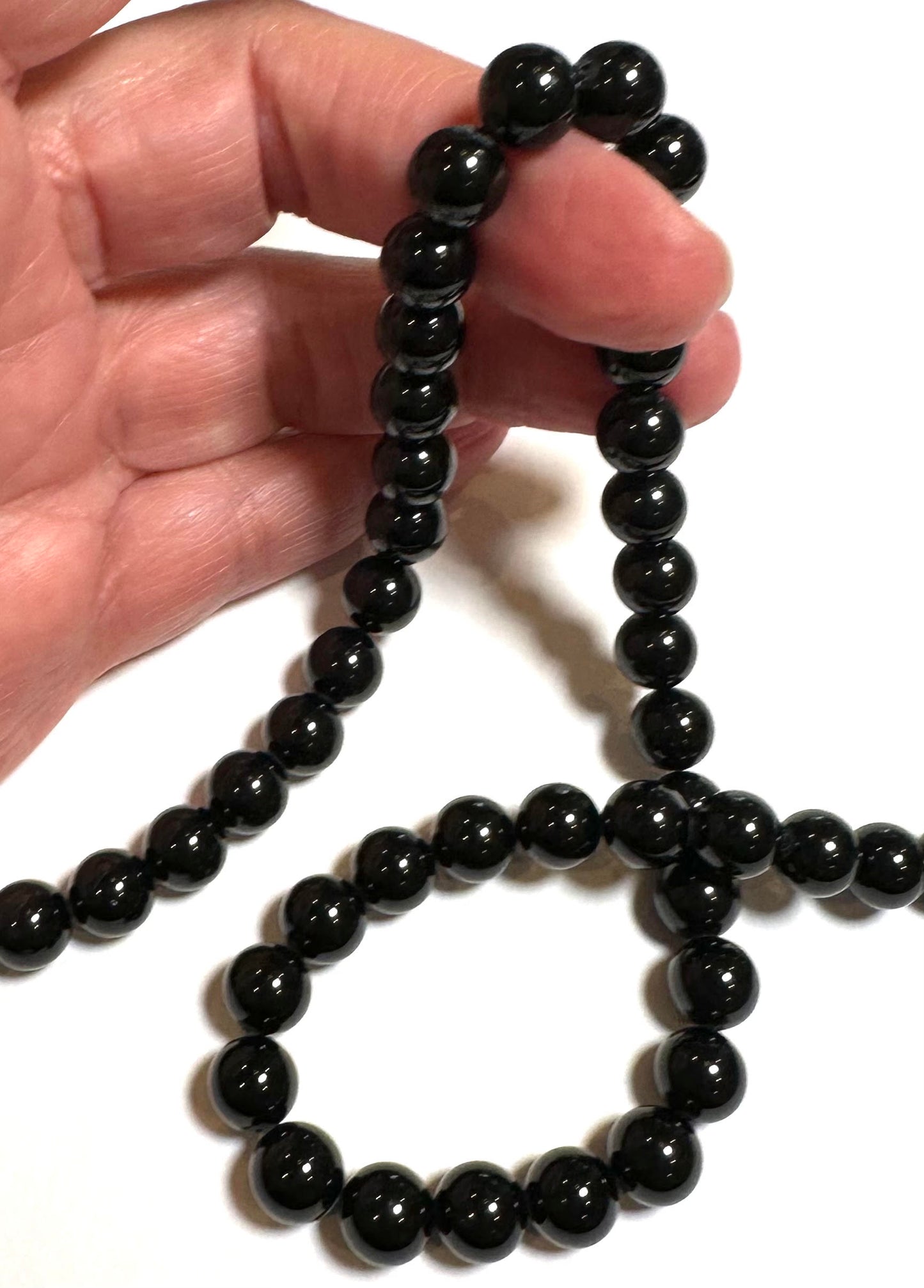 AAA Grade Black Tourmaline Round Bead Strand 18mm 15.5 Inch #SP7914
