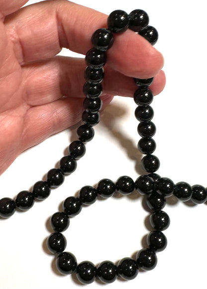 AAA Grade Black Tourmaline Round Bead Strand 18mm 15.5 Inch #SP7914
