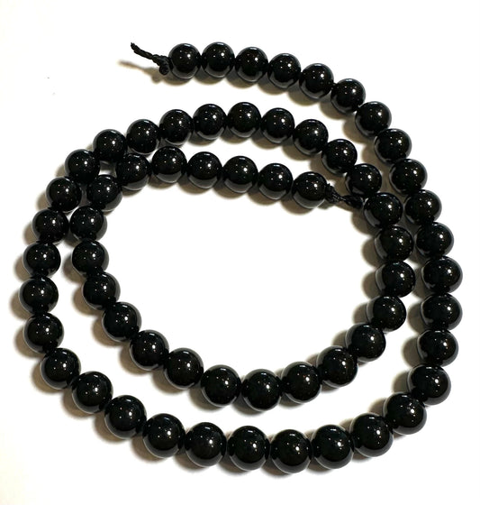 AAA Grade Black Tourmaline Round Bead Strand 6mm 15.5 Inch #SP7915