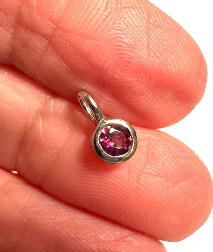 AAA Rhodolite Garnet Pendant – Brilliant Bezel Faceted Round, 4mm |SP7358