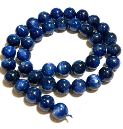 AAA Quality Deep Blue Kyanite Beads 10mm – Premium Super Flashy Gemstone Strand – SP7935
