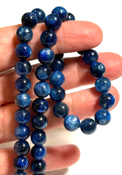 AAA Quality Deep Blue Kyanite Beads 8mm – Super Flashy High-End Gemstone Strand – SP 7934