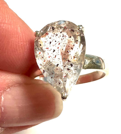 AAA Super Seven Pear-Shaped Stelring Silver Ring - Size 8 SP7719