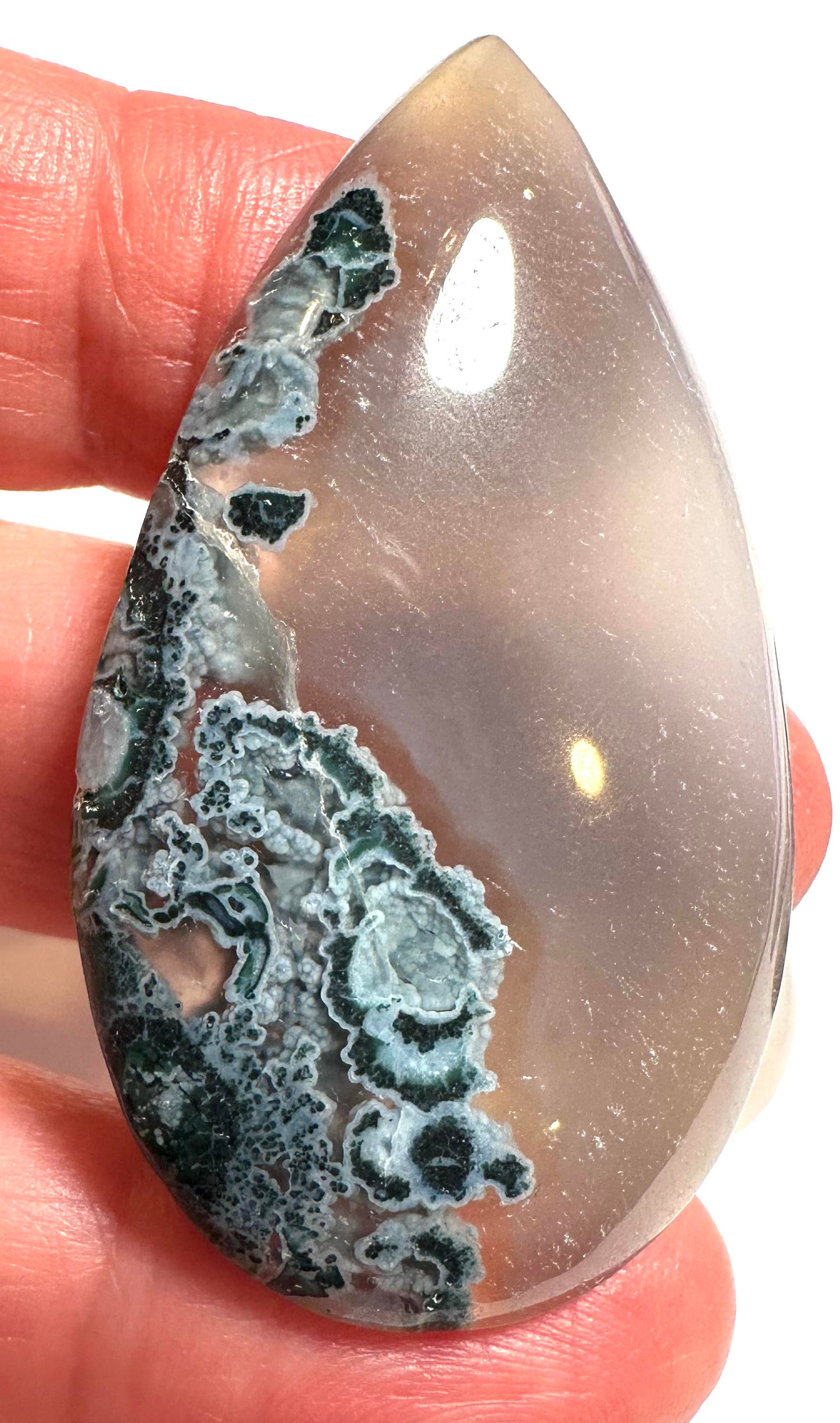 Moss Agate Teardrop Cabochons – #SP7831 A-D
