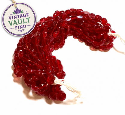Antique Bohemian Transparent Red Glass Nailhead Beads 6mm Mini Hank #VB108