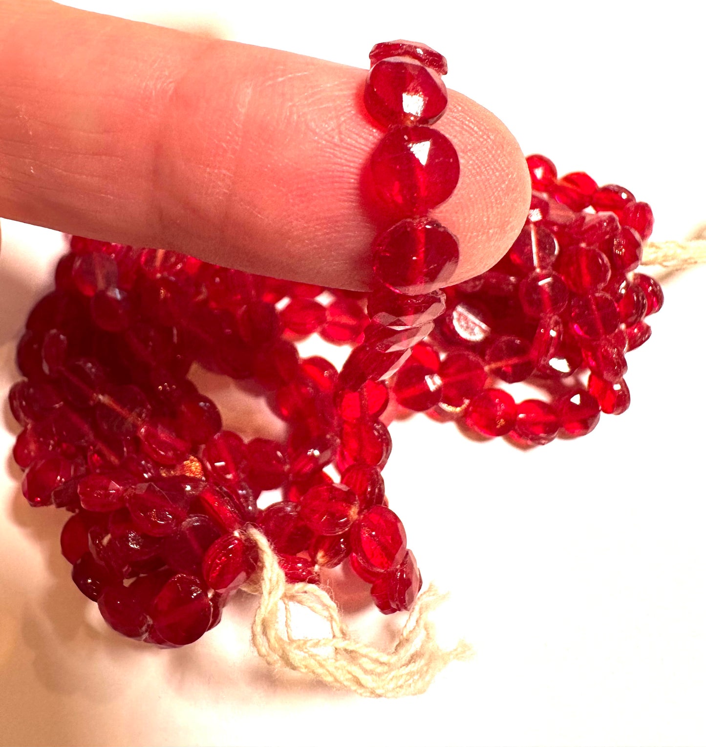 Antique Bohemian Transparent Red Glass Nailhead Beads 6mm Mini Hank #VB108