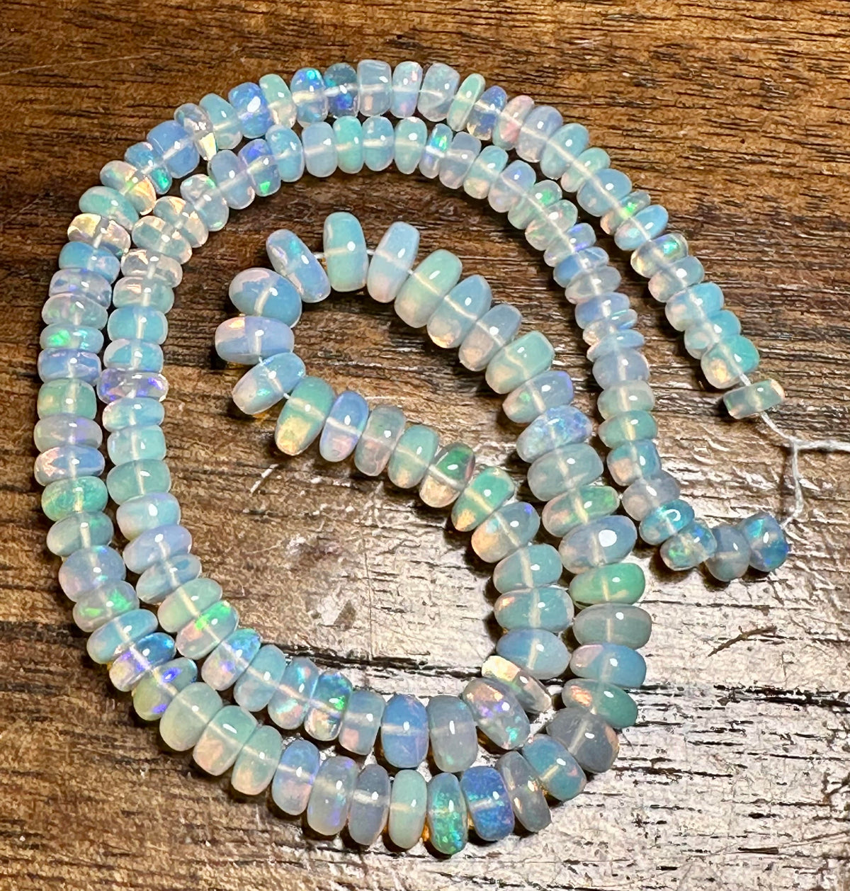 Welo Ethiopian Opal Rondelle Beads Graduated 5–7.5mm #SP8009