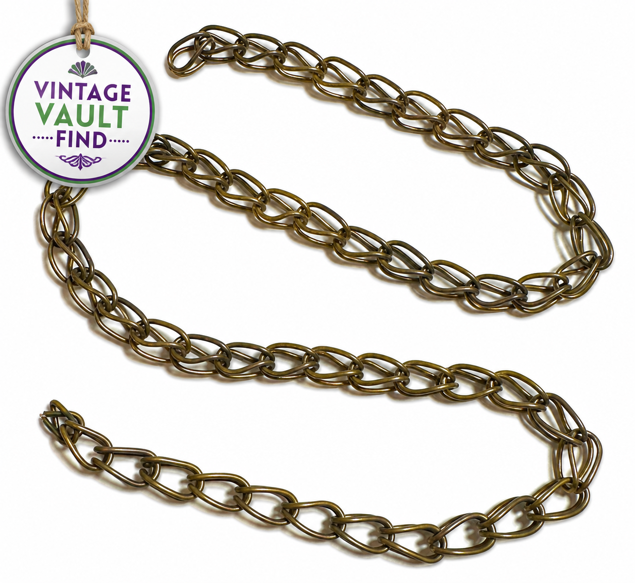 One of a Kind Vintage Brass Double Mariner Chain 15 Inches #VB551