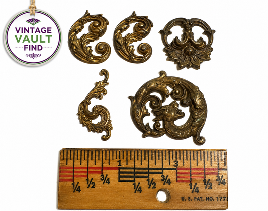 Vintage Brass Ornate Stampings Assortment #VB554