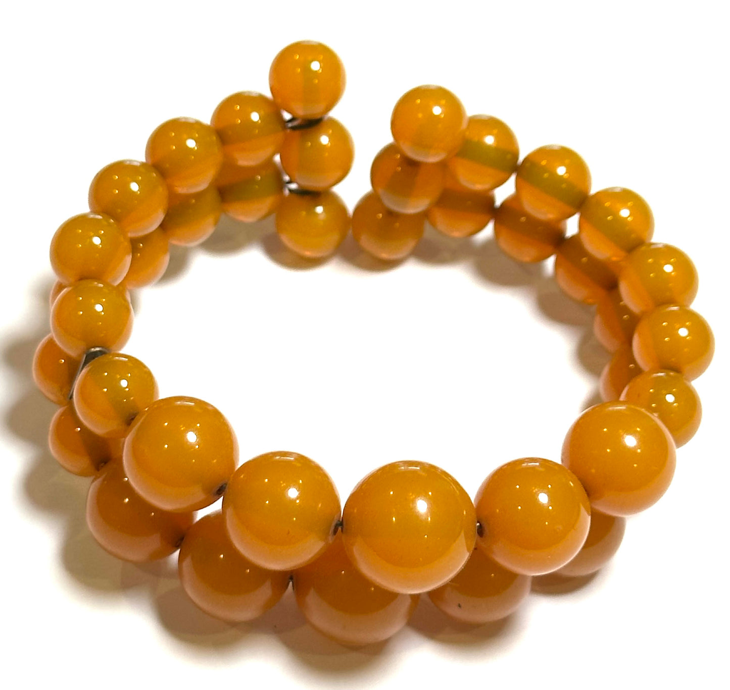 One of a Kind Vintage Translucent Butterscotch Bakelite Wire Cuff Bracelet #BAKE553