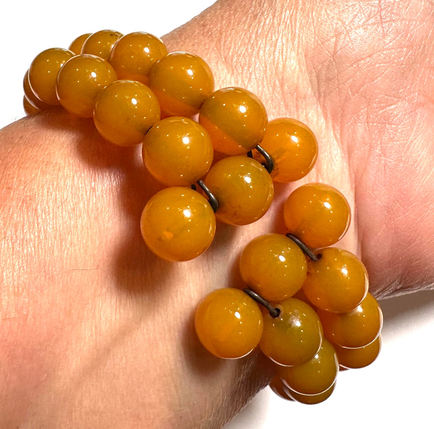 One of a Kind Vintage Translucent Butterscotch Bakelite Wire Cuff Bracelet #BAKE553