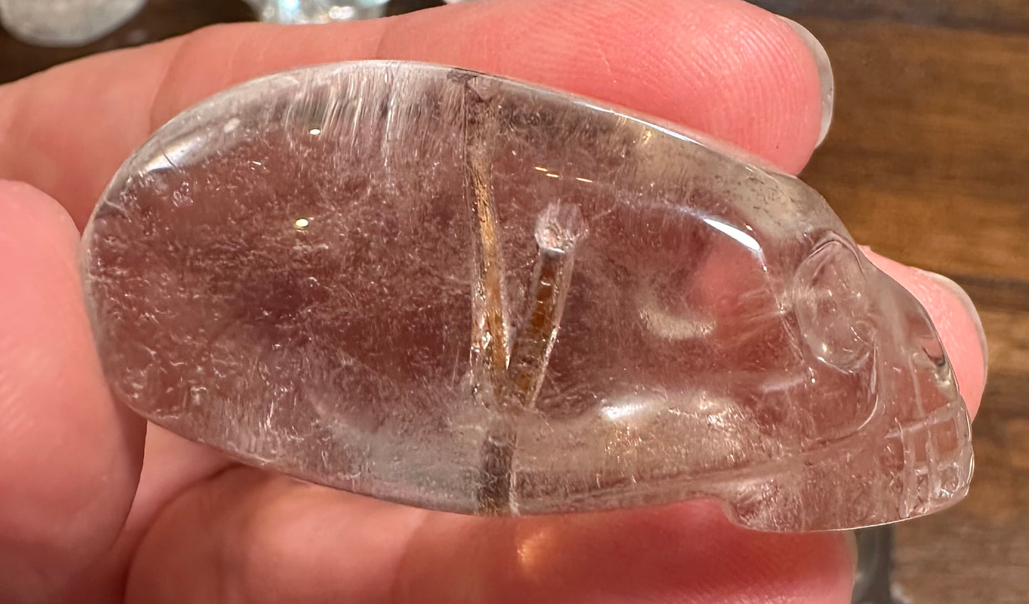 Golden Rutile Lemurian Quartz Elongated Crystal Skull – Master Carved by Vanderlei Barreto, Brazil – | NC7891