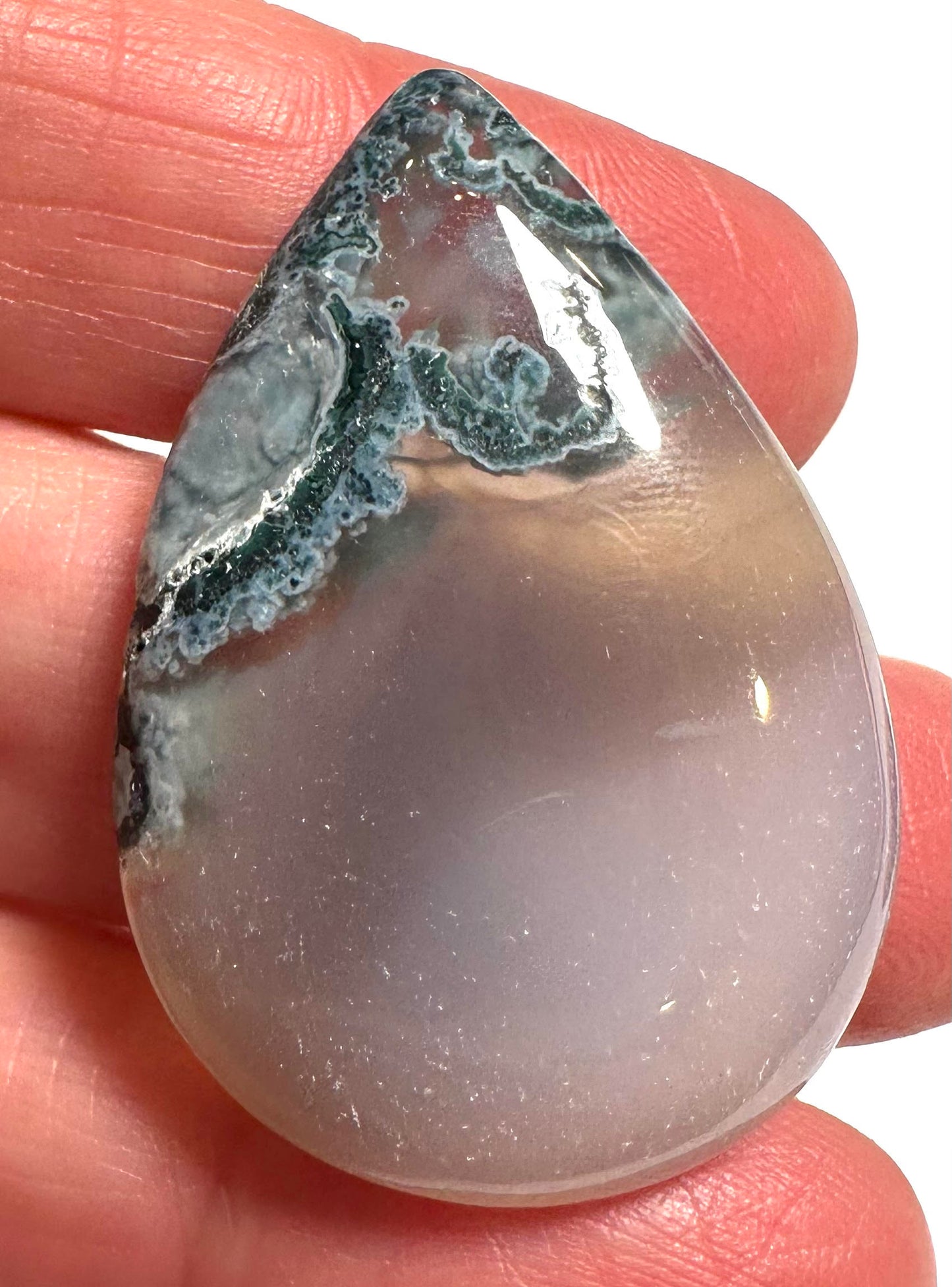 Moss Agate Teardrop Cabochons – #SP7831 A-D
