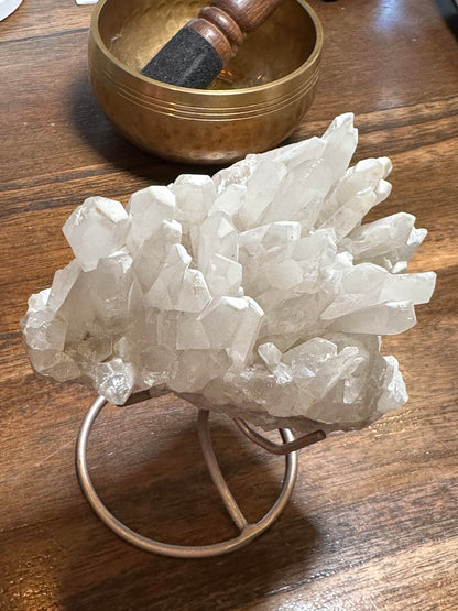 Brazilian Quartz Crystal Cluster with Snow White Lodalite Inclusions #NC7964