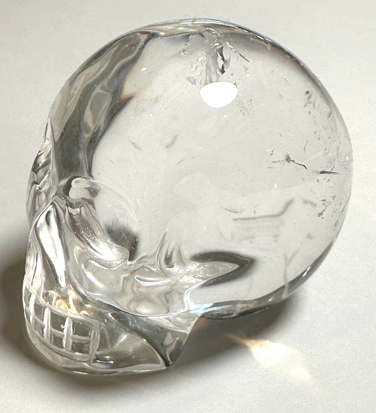 Master Carved Lemurian Quartz Crystal Skull with Rainbows and Phantoms by Vanderlei Barreto 1 1/2" x 2" x 1 3/4" #NC7935