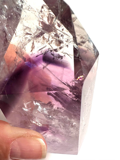 Bahia Brazil Amethyst Tower 3½" x 2" x 1⅛" | Clear with Rainbows | #NC7923