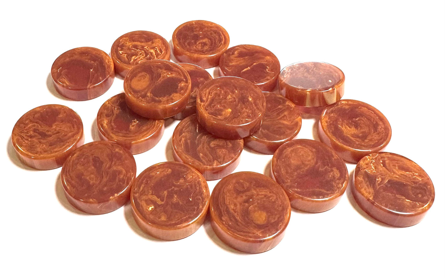 Vintage End-of-Day Bakelite Discs – Rosy Brown & Caramel Swirl – 22mm Pair – #BAKE3088