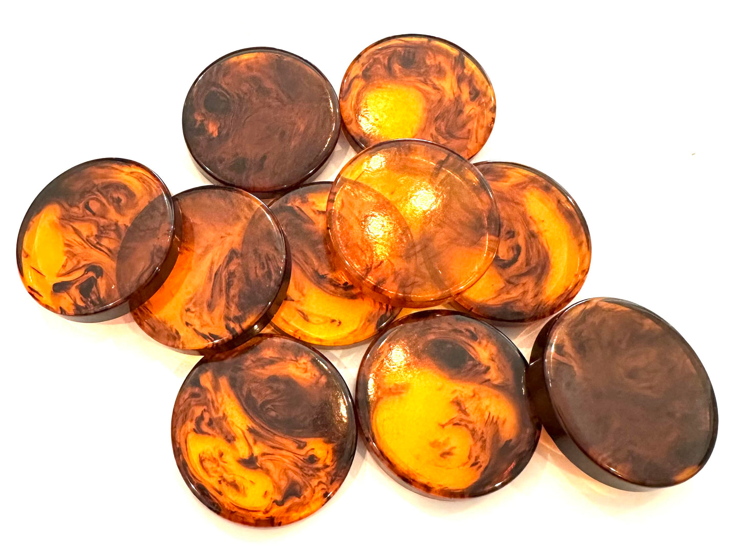 Vintage Tortoise Bakelite Discs – Pair (2 Pieces) 33mm #BAKE3087