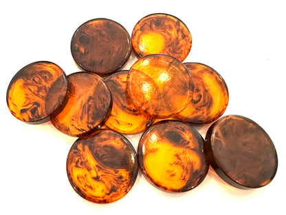 Vintage Tortoise Bakelite Discs – Pair (2 Pieces) 33mm #BAKE3087