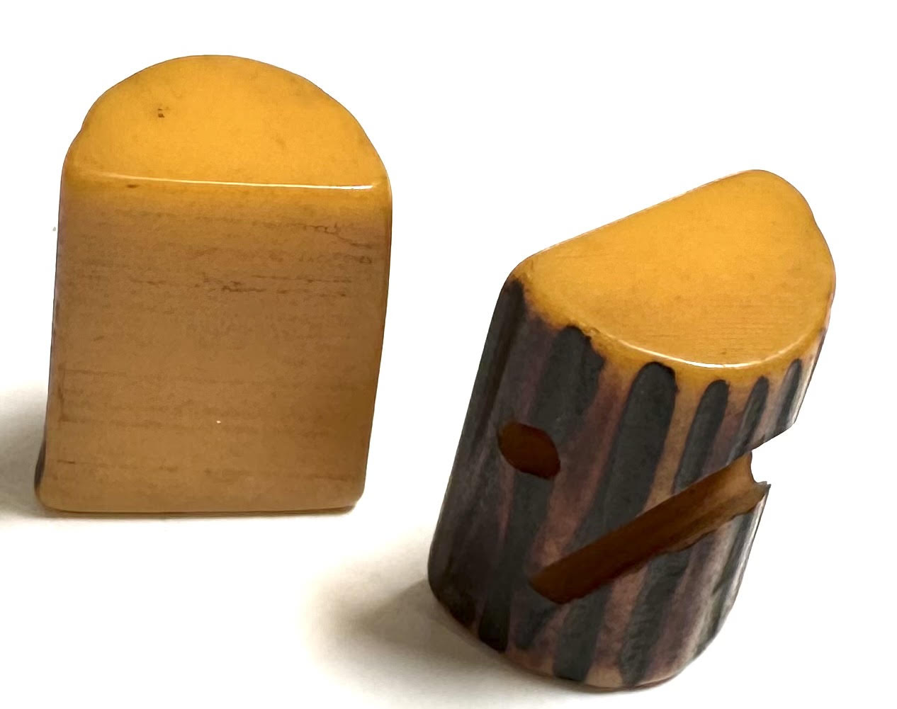 Vintage Butterscotch Bakelite Jewelry Components Pair – Raised Sculptural Design – Woodgrain – Shru Hoard – 15x23mm #BAKE3091