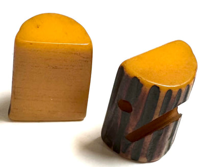 Vintage Butterscotch Bakelite Jewelry Components Pair – Raised Sculptural Design – Woodgrain – Shru Hoard – 15x23mm #BAKE3091